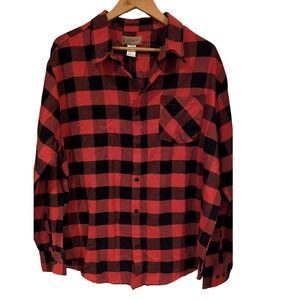 Tailgater Mens XL Red and Black Buffalo Plaid Flannel Shirt Long Sleeve Casual